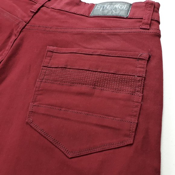 Ethanol Wine Red Slim Stretch Jeans - Picture 5 of 16